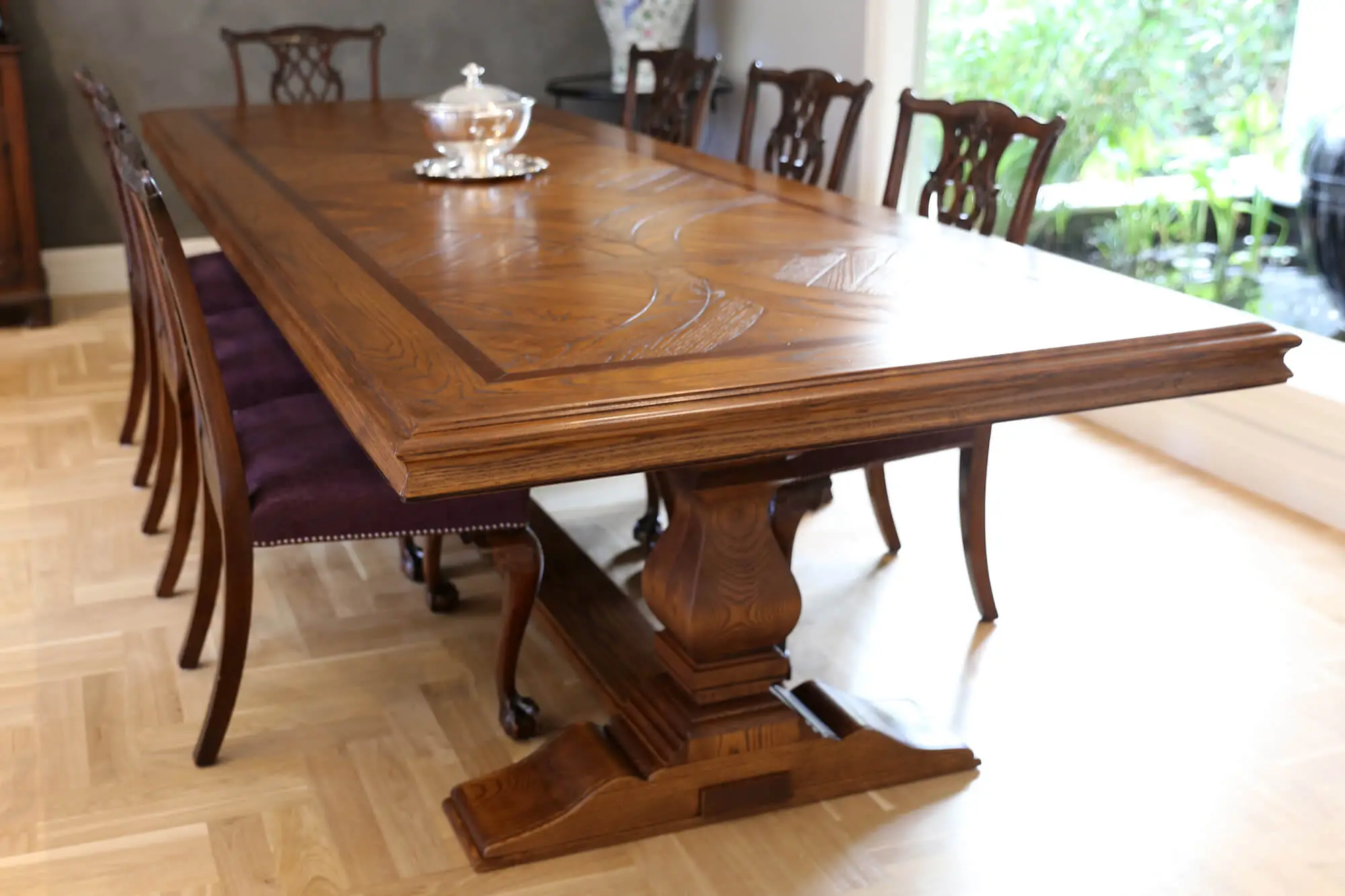 Single Pedestal Parquetry Dining Table