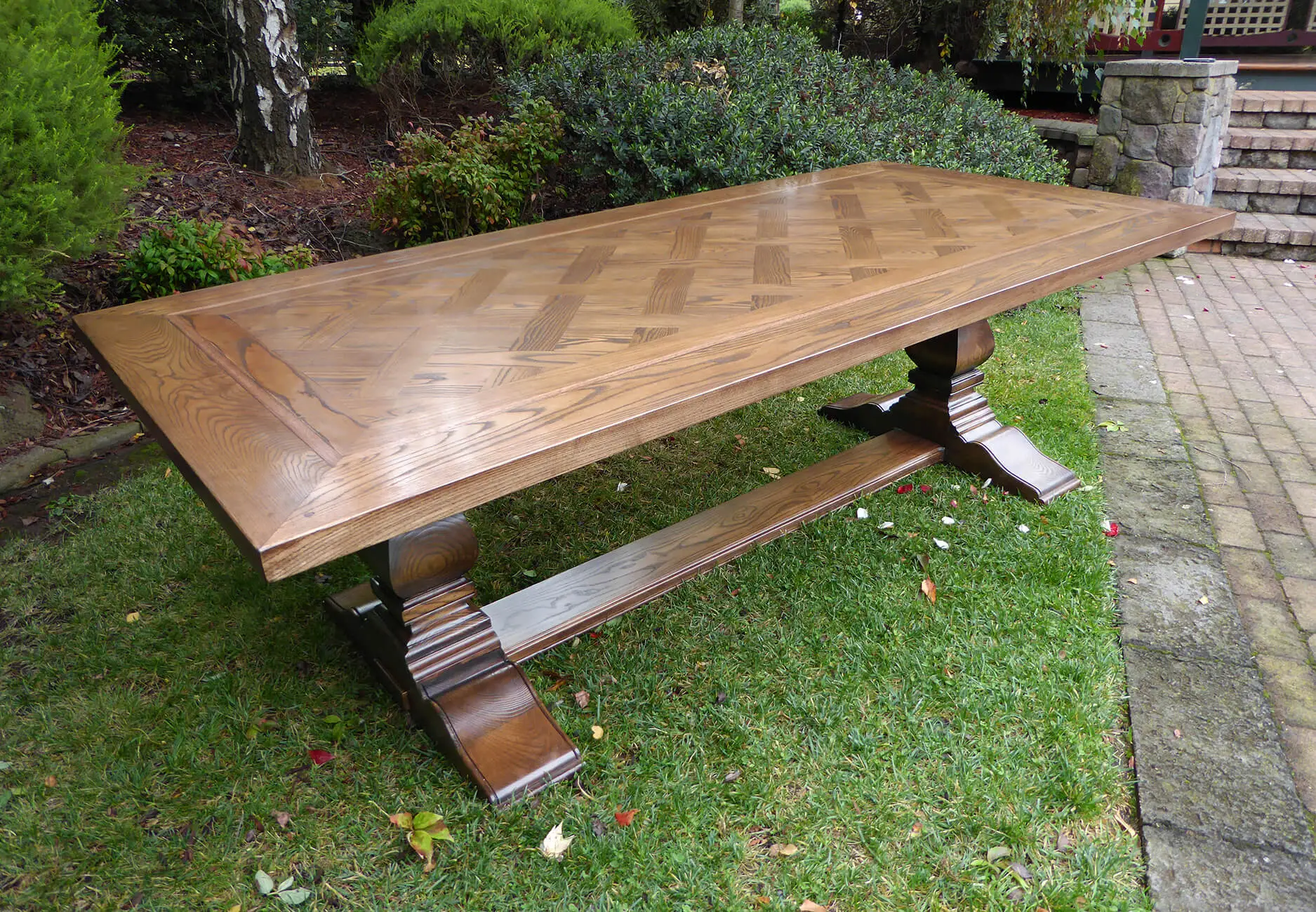 Single Pedestal Parquetry Dining Table