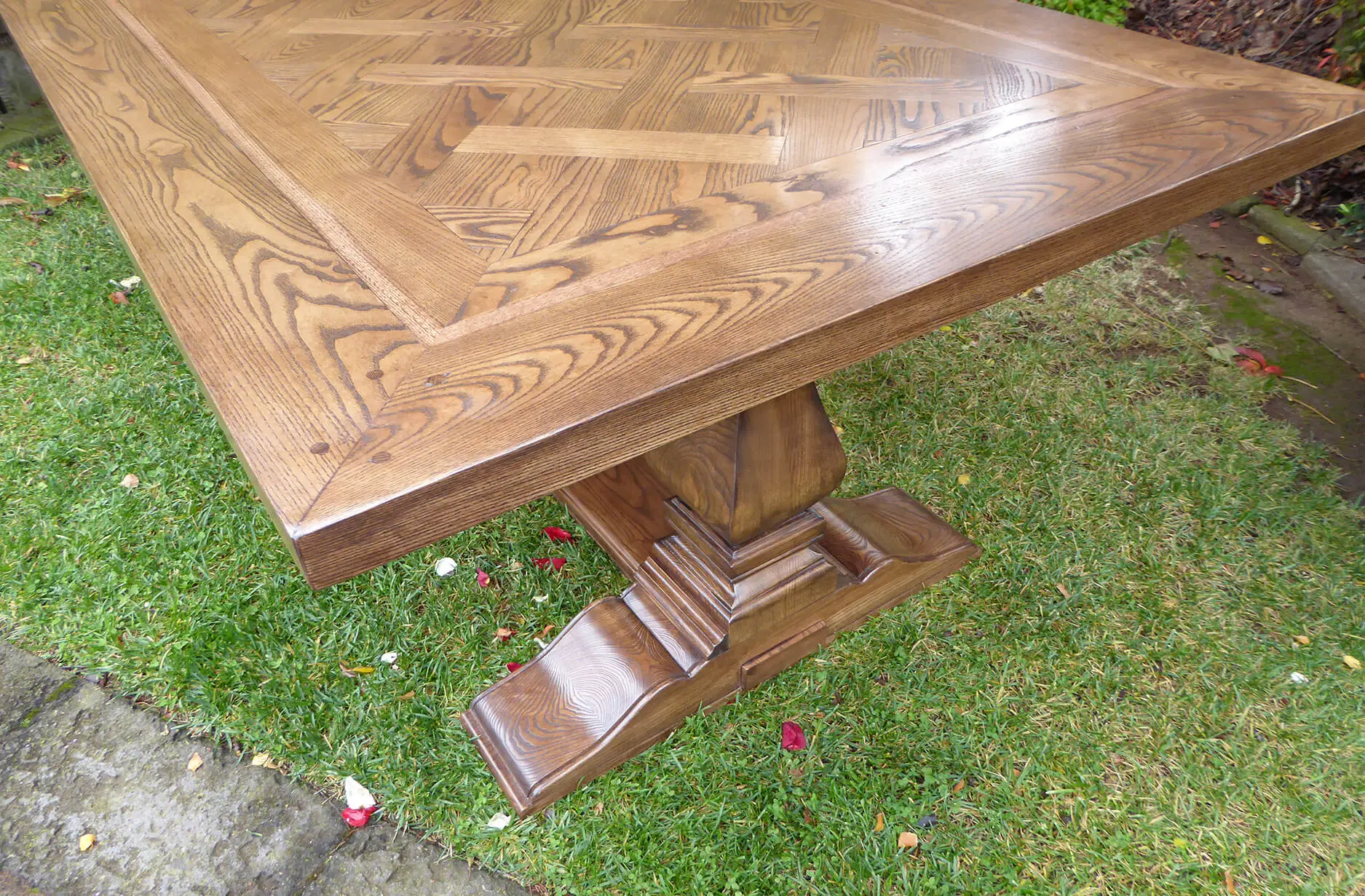Single Pedestal Parquetry Dining Table