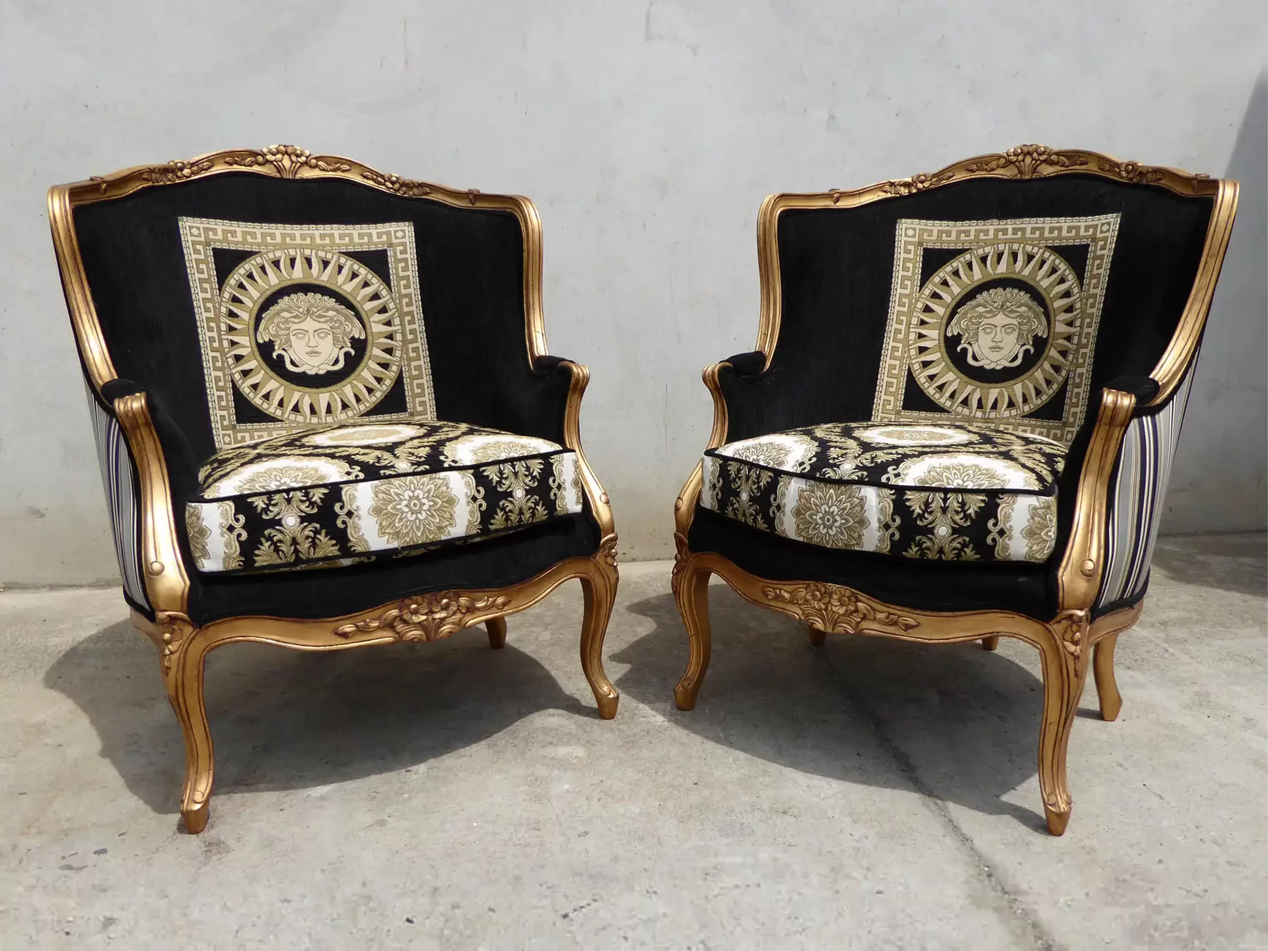 Black & Gold Medusa Chairs by Luxury Interior Designer, Furniture Designer and Manufacturer, Mark Alexander