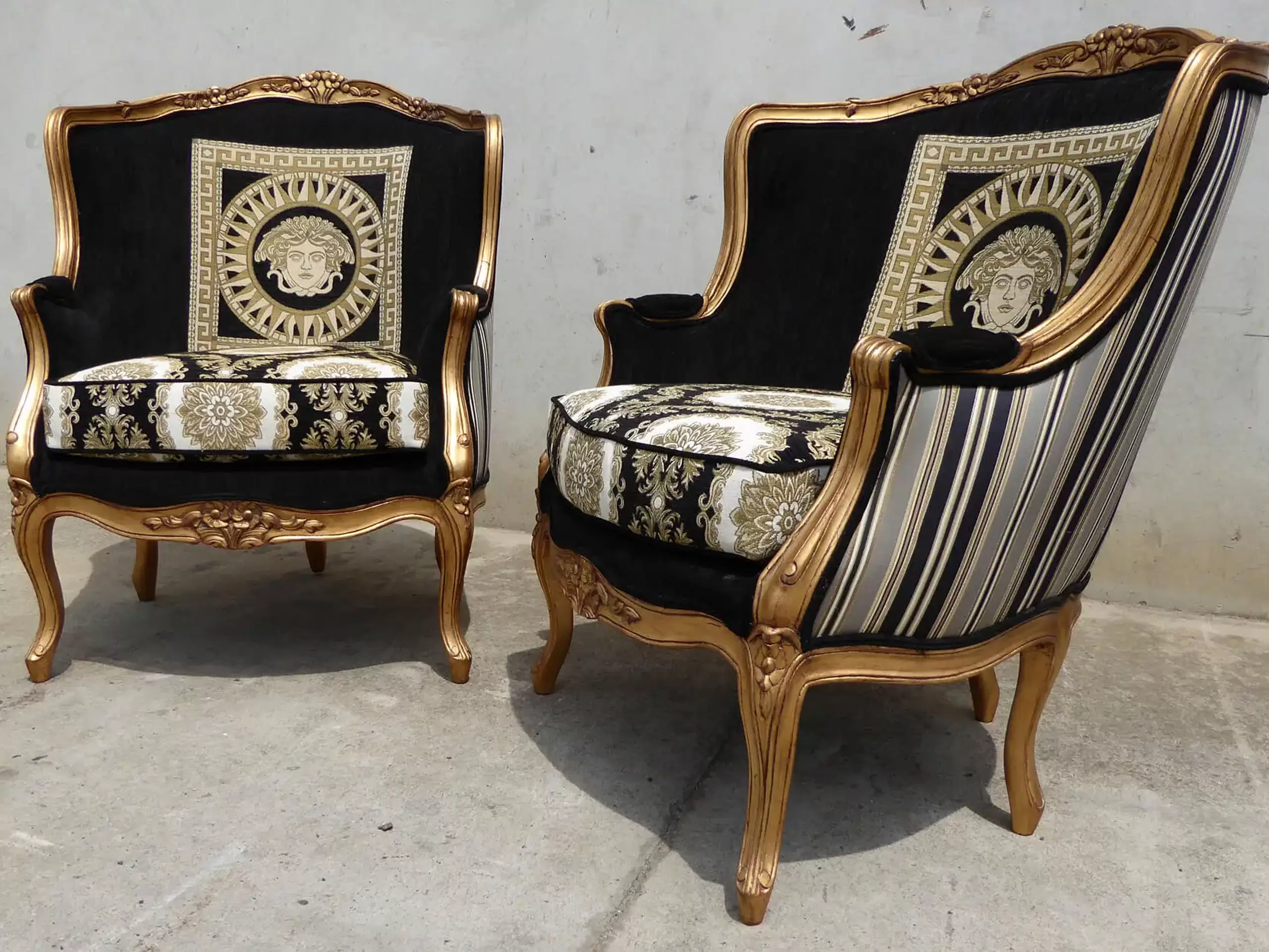 Black & Gold Medusa Chairs by Luxury Interior Designer, Furniture Designer and Manufacturer, Mark Alexander