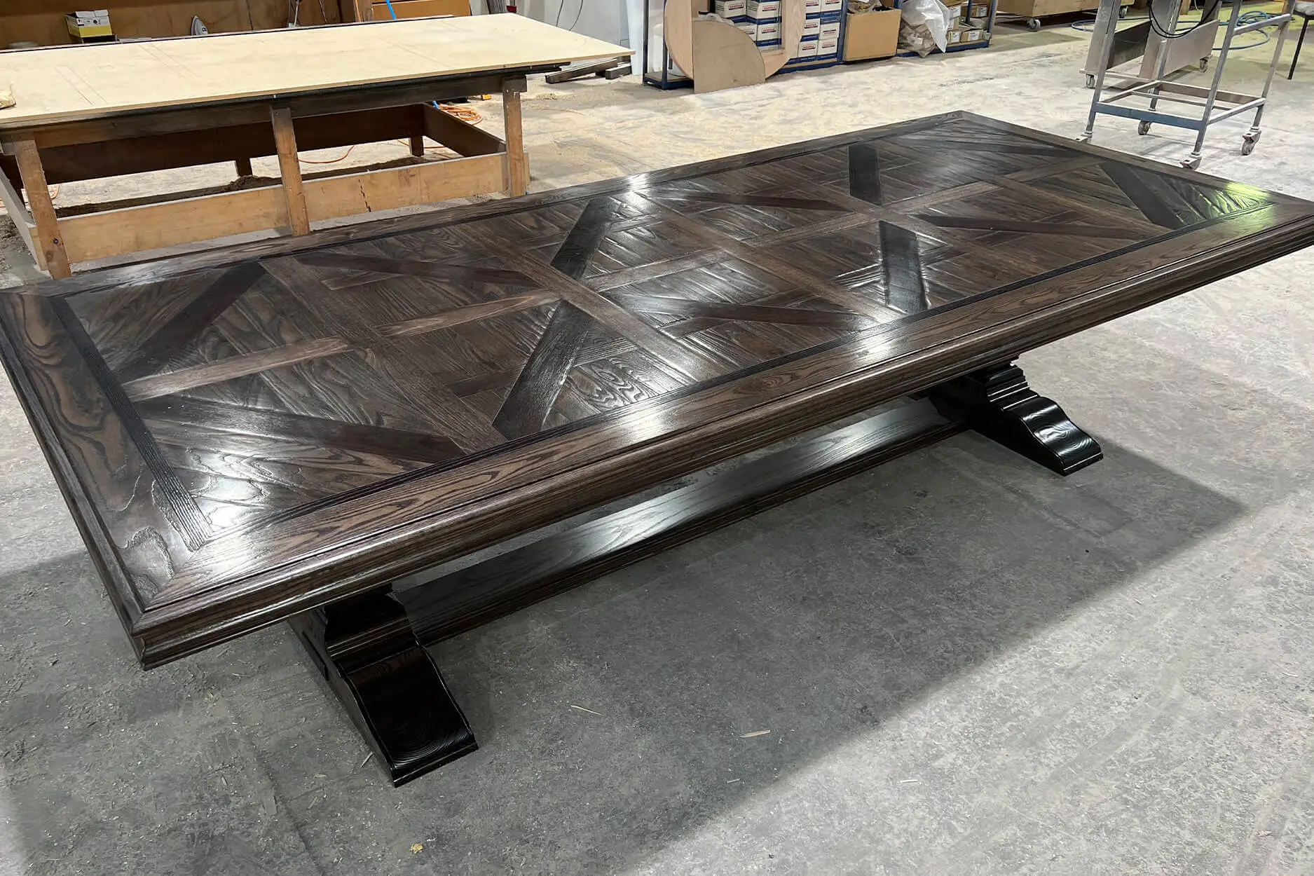 Gable Roofline Inspired Custom Parquetry Table