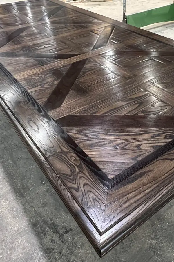 Gable Roofline Inspired Custom Parquetry Table