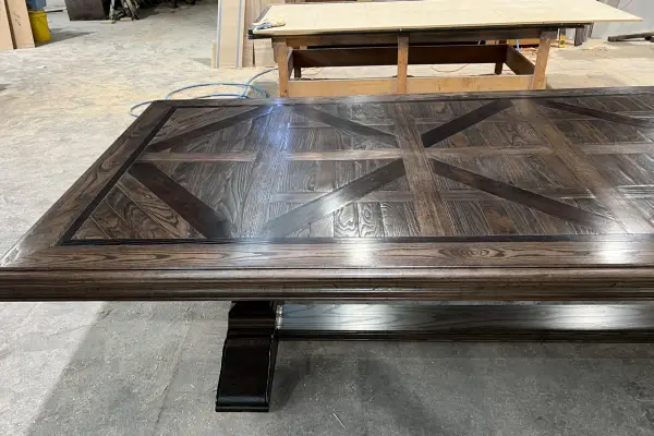Gable Roofline Inspired Custom Parquetry Table