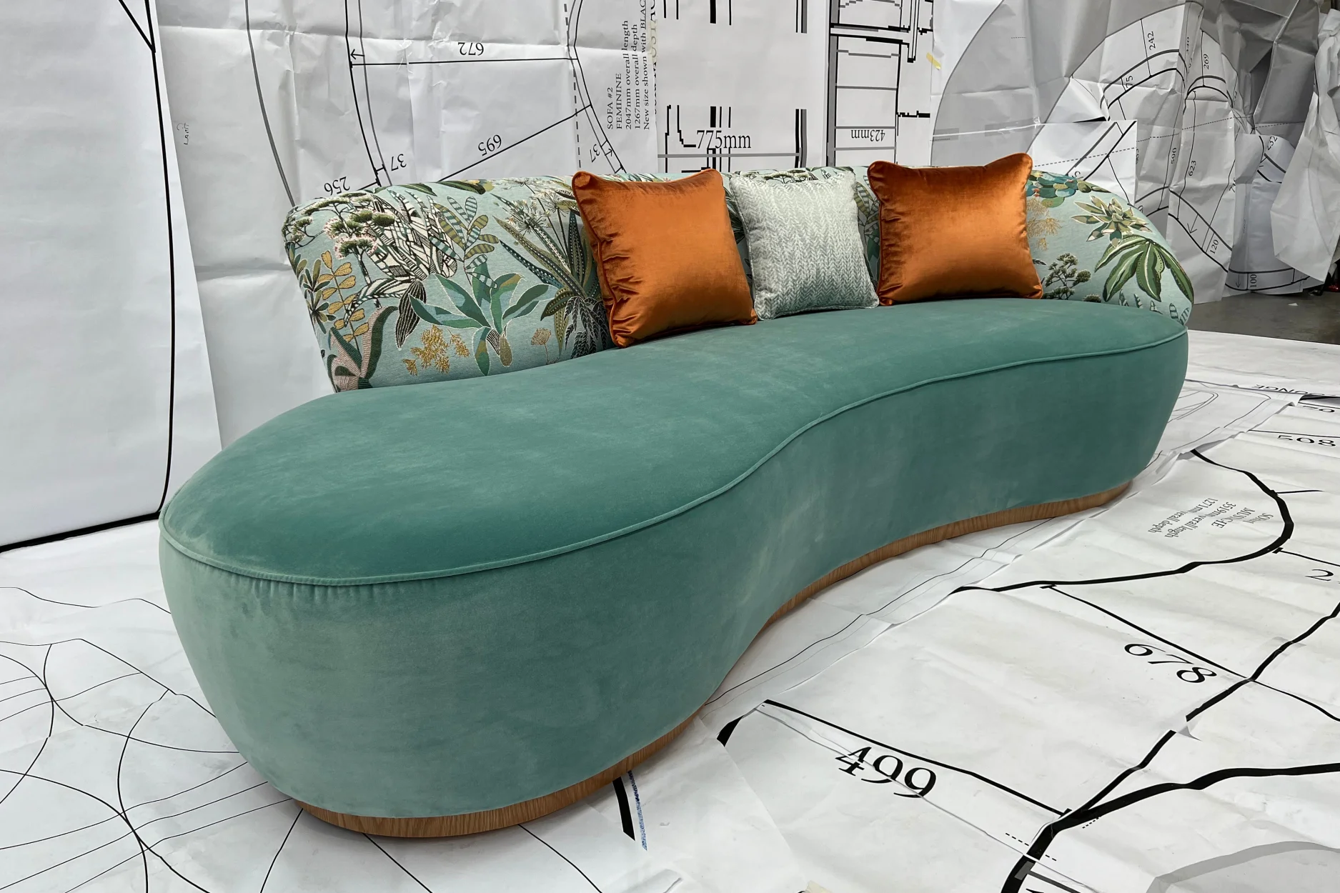 Cartier Mid Century Designer Curved Sofa