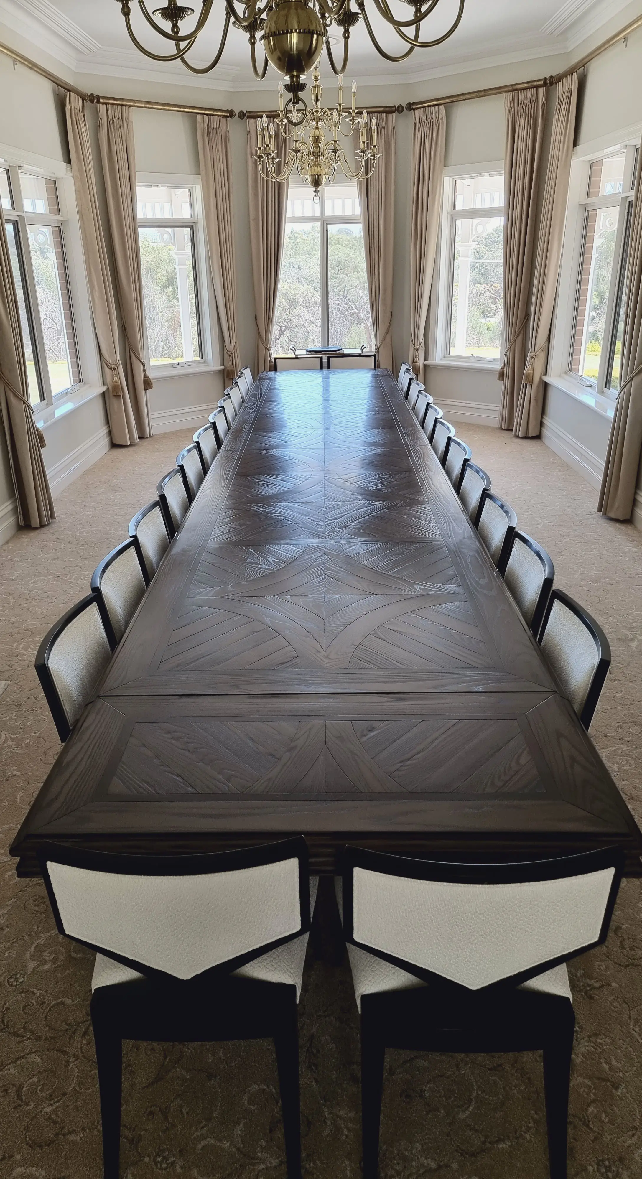Grand Solid Oak Parquetry Extension Table