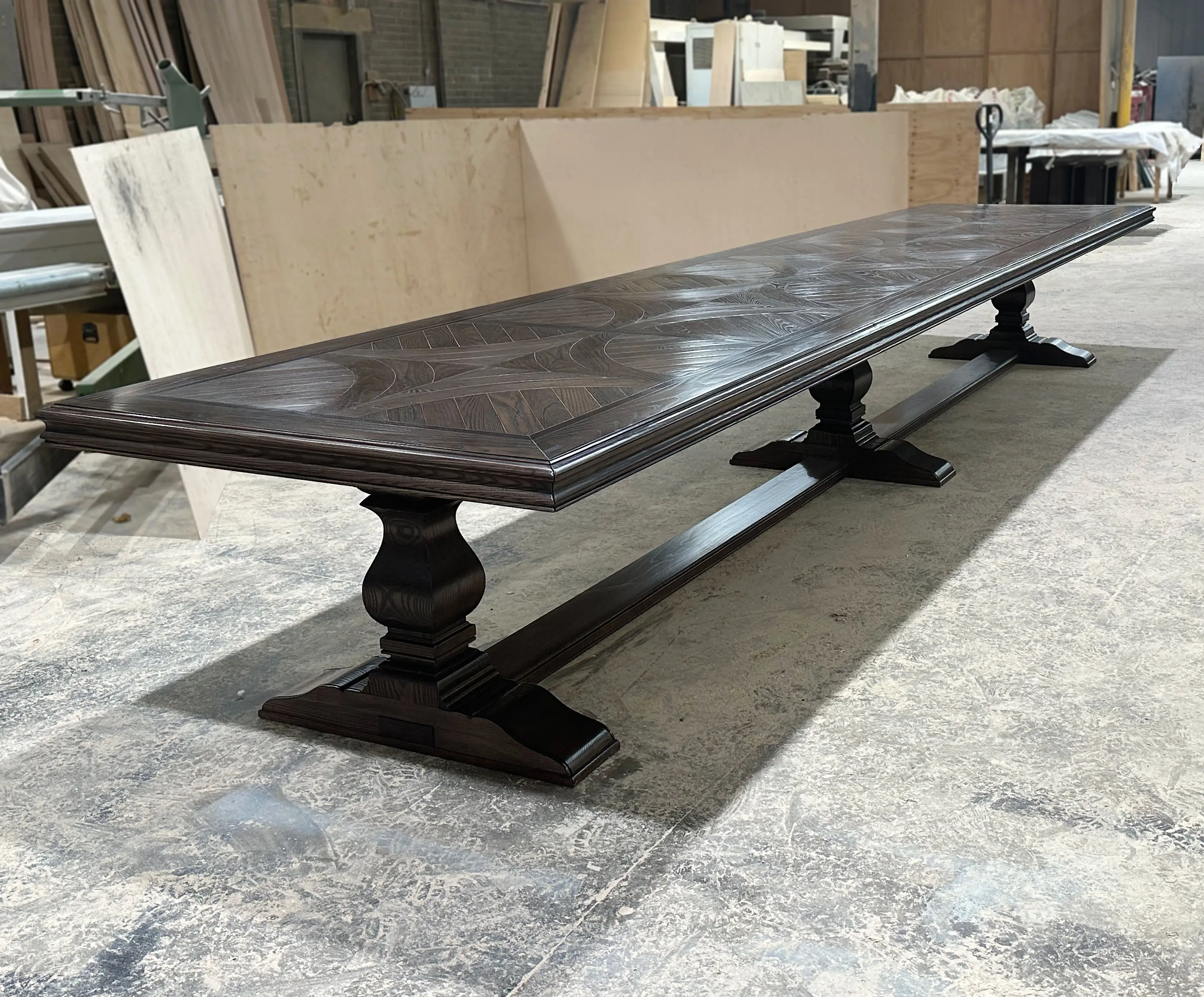 Grand Solid Oak Parquetry Extension Table