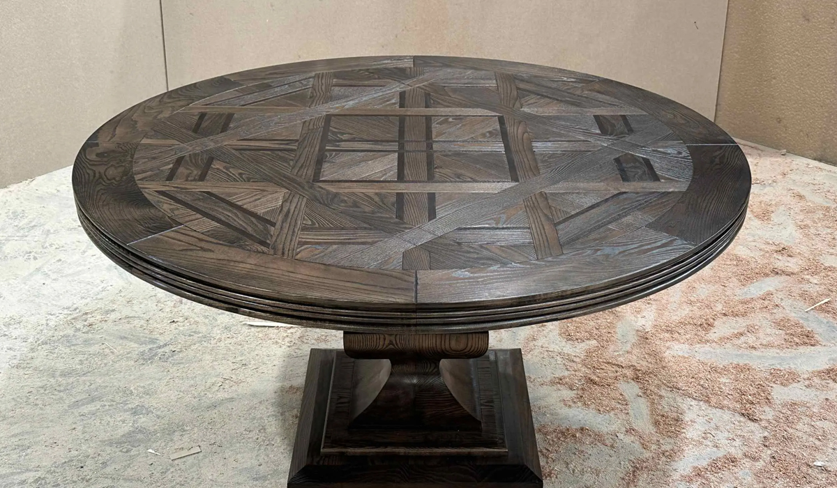 Round Parquetry Dining Table: Space-Saving Elegance with Timeless Appeal