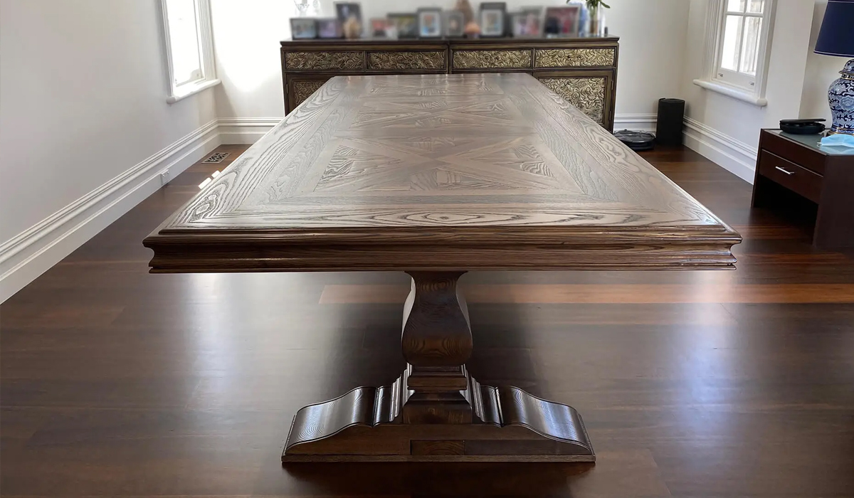 French Parquetry Dining Table and Australian Made Chairs: A Perfect Pairing for Timeless Interiors