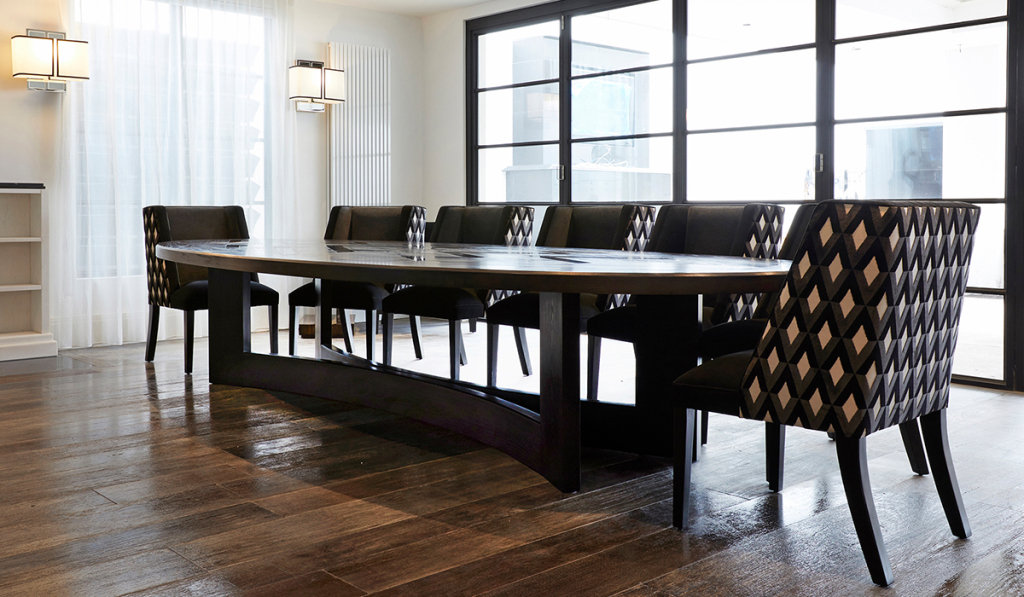 Parquetry Dining Table by Luxury Interior Designer and Furniture Manufacturer, Mark Alexander