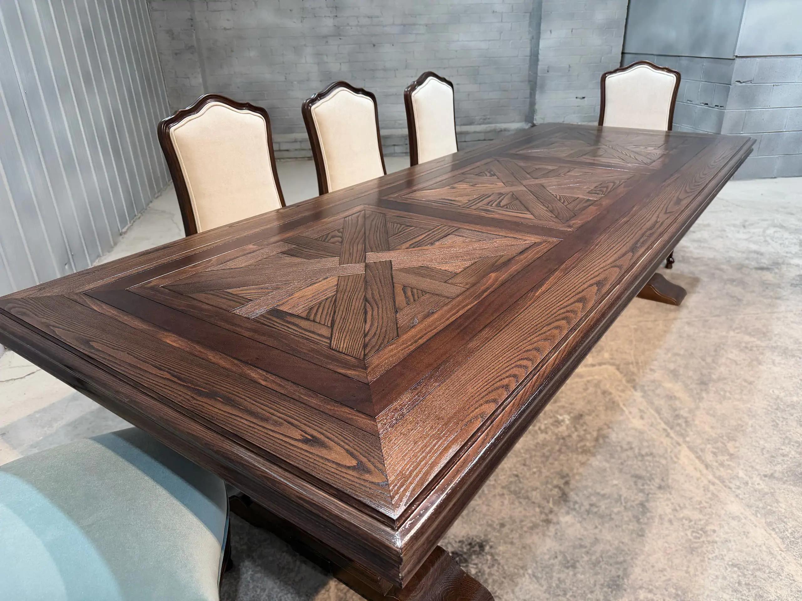 Bespoke French Parquetry Dining Table by Luxury Interior Designer, Furniture Designer and Manufacturer, Mark Alexander