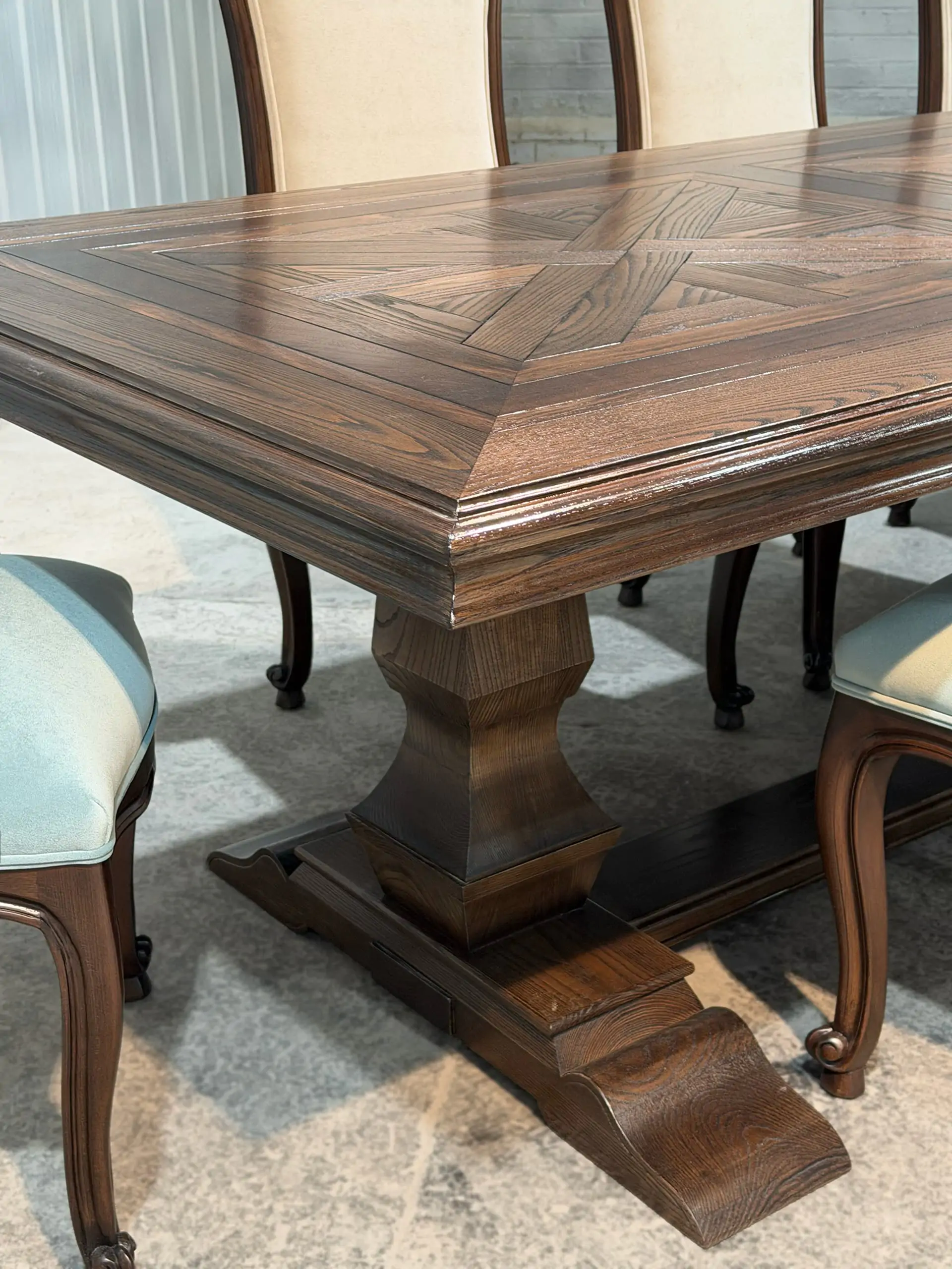 Bespoke French Parquetry Dining Table by Luxury Interior Designer, Furniture Designer and Manufacturer, Mark Alexander